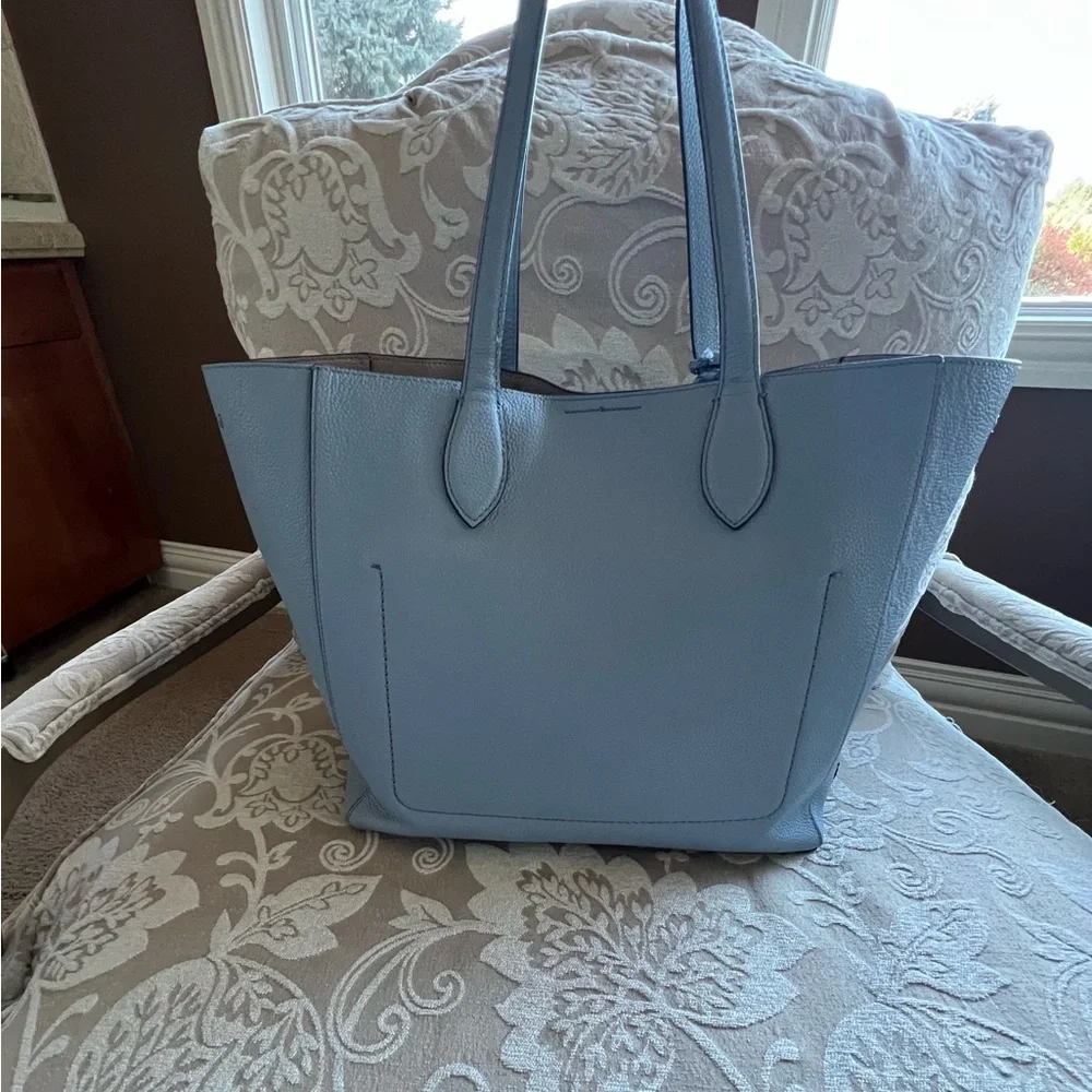 Elegant Blue Leather Tote Bag - Picture 3 of 13